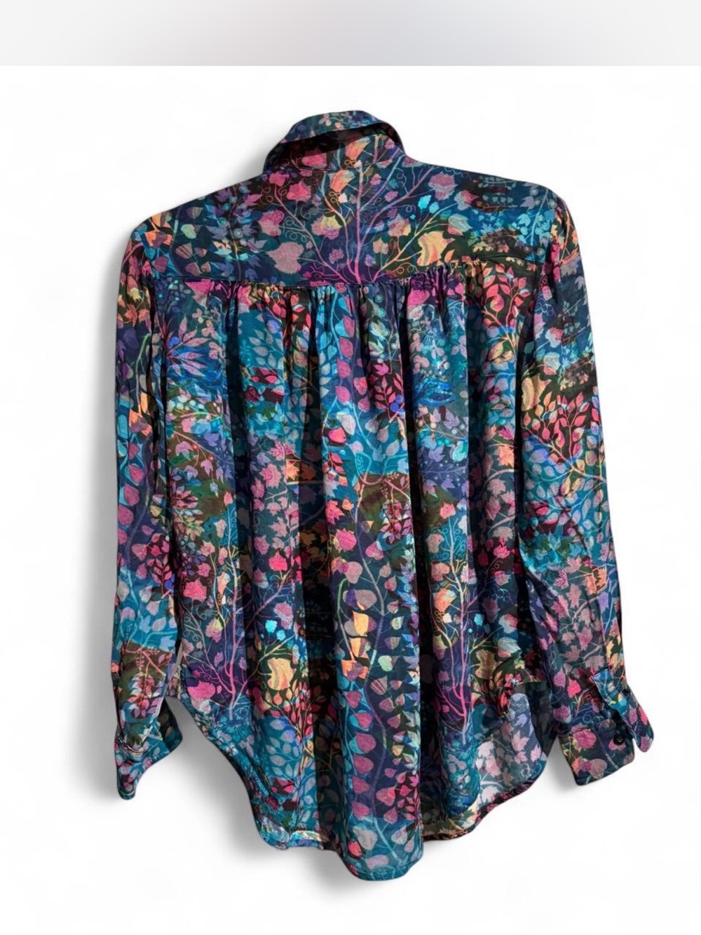 Peruvian Connection Multicolor Floral Button-Down Shirt - Picture 5 of 6